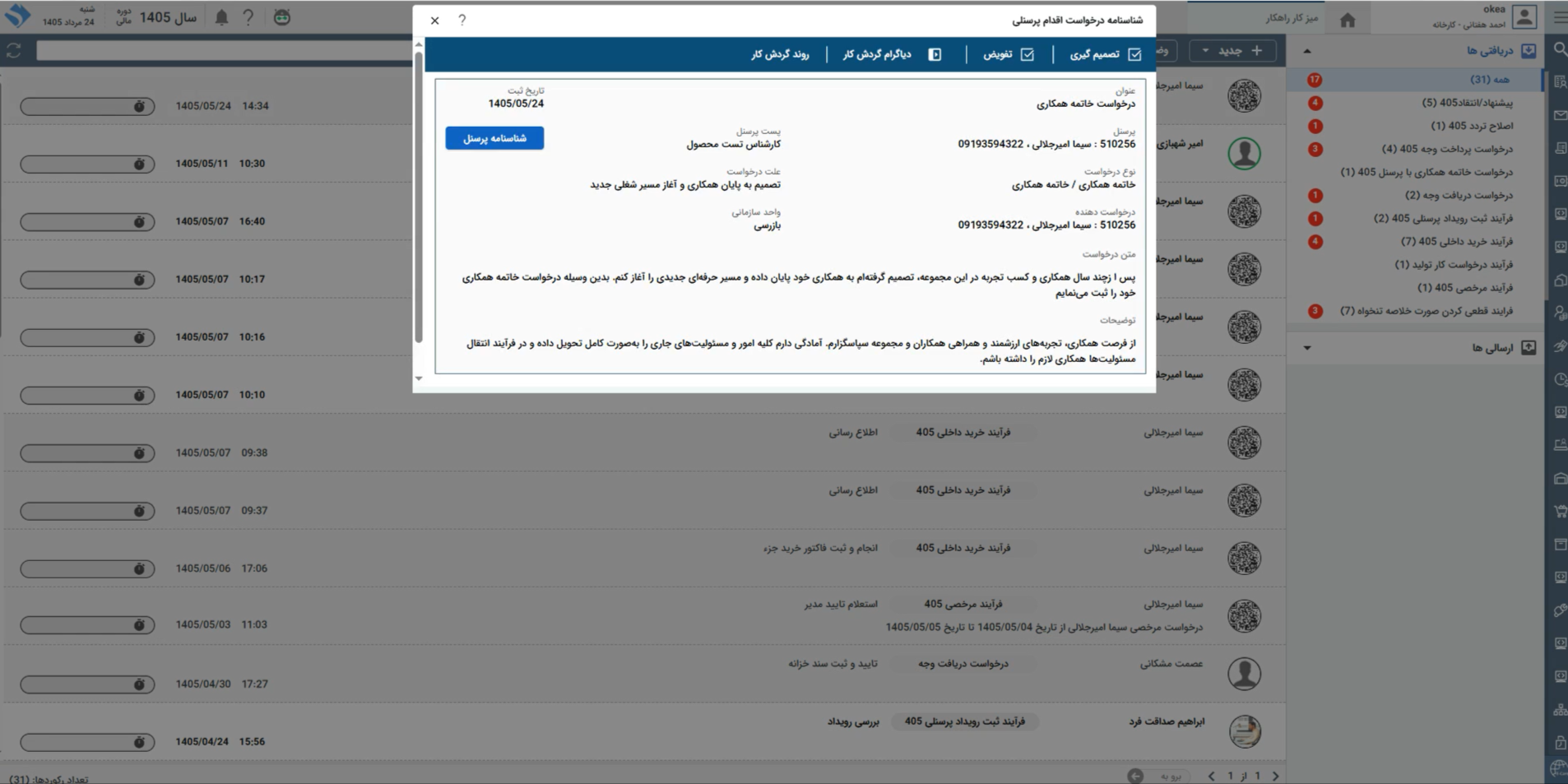 تصویر فرآیند آماده خاتمه همکاری با پرسنل - حوزه BPMS و مدیریت فرآیندهای کسب و کار