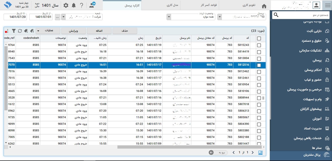 تصویر مدیریت تردد - حوزه سرمایه انسانی